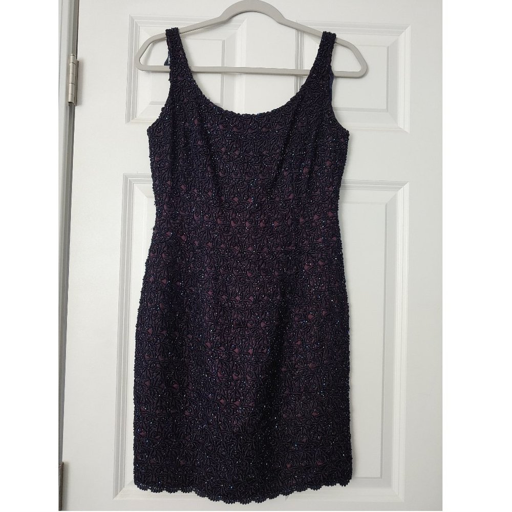 Black Carmen Marc Valvo Size 6 Fully Lined Beaded Dress